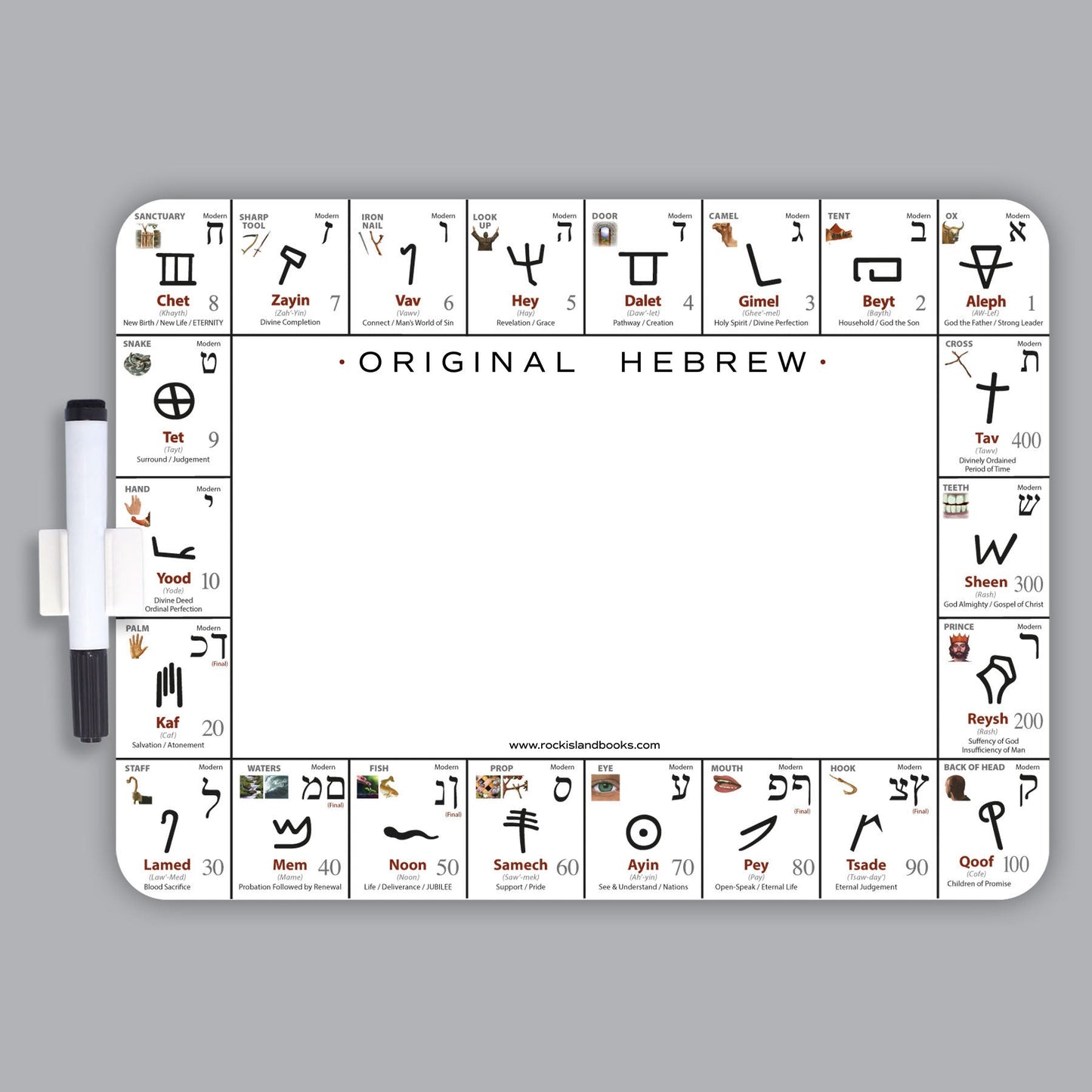 2-Piece Bundle Special! - Hebrew Language Package: Hebrew Letter Whiteboard and Hebrew Teaching Cards