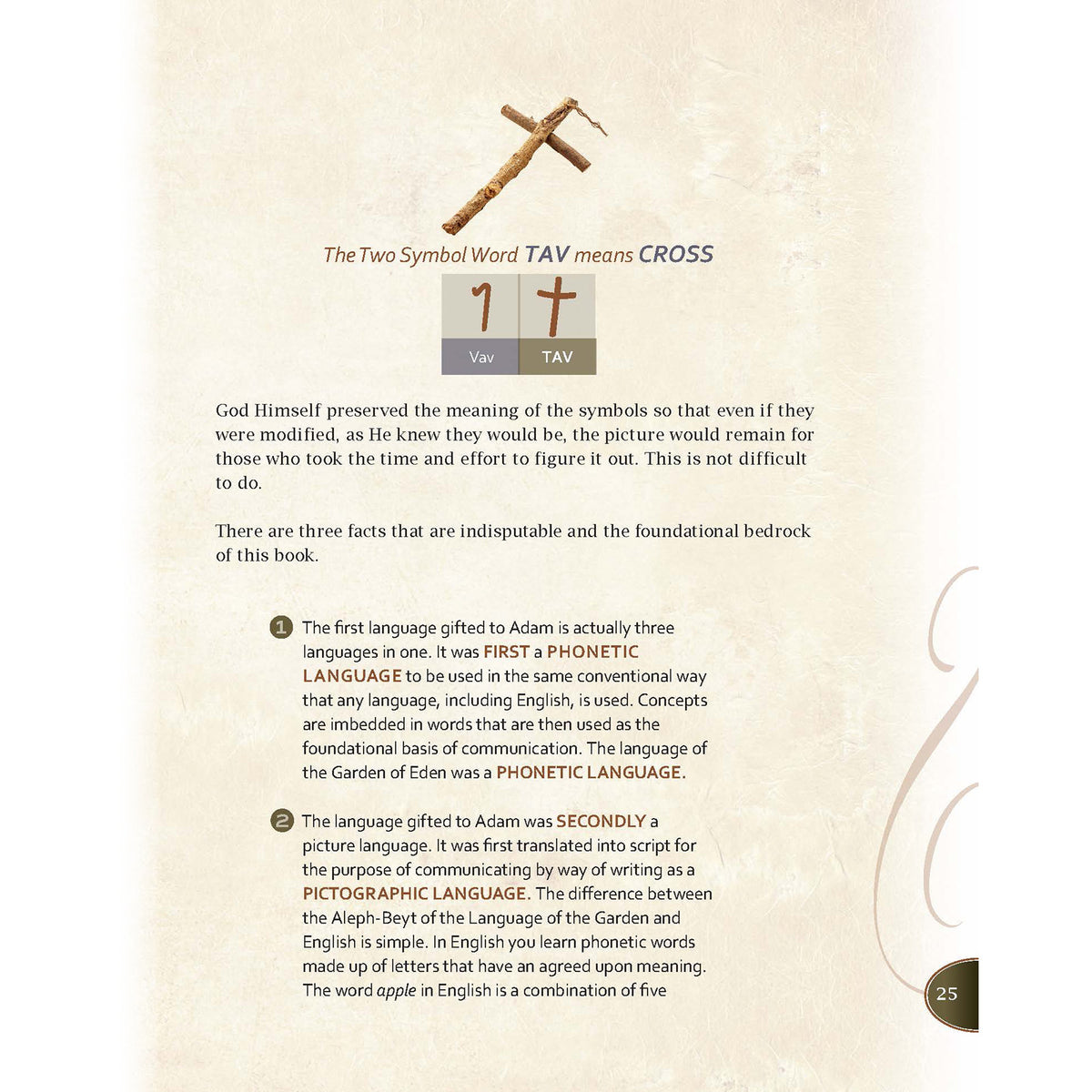 Page from Ancient Hebrew with text and symbols of Tav meaning Cross