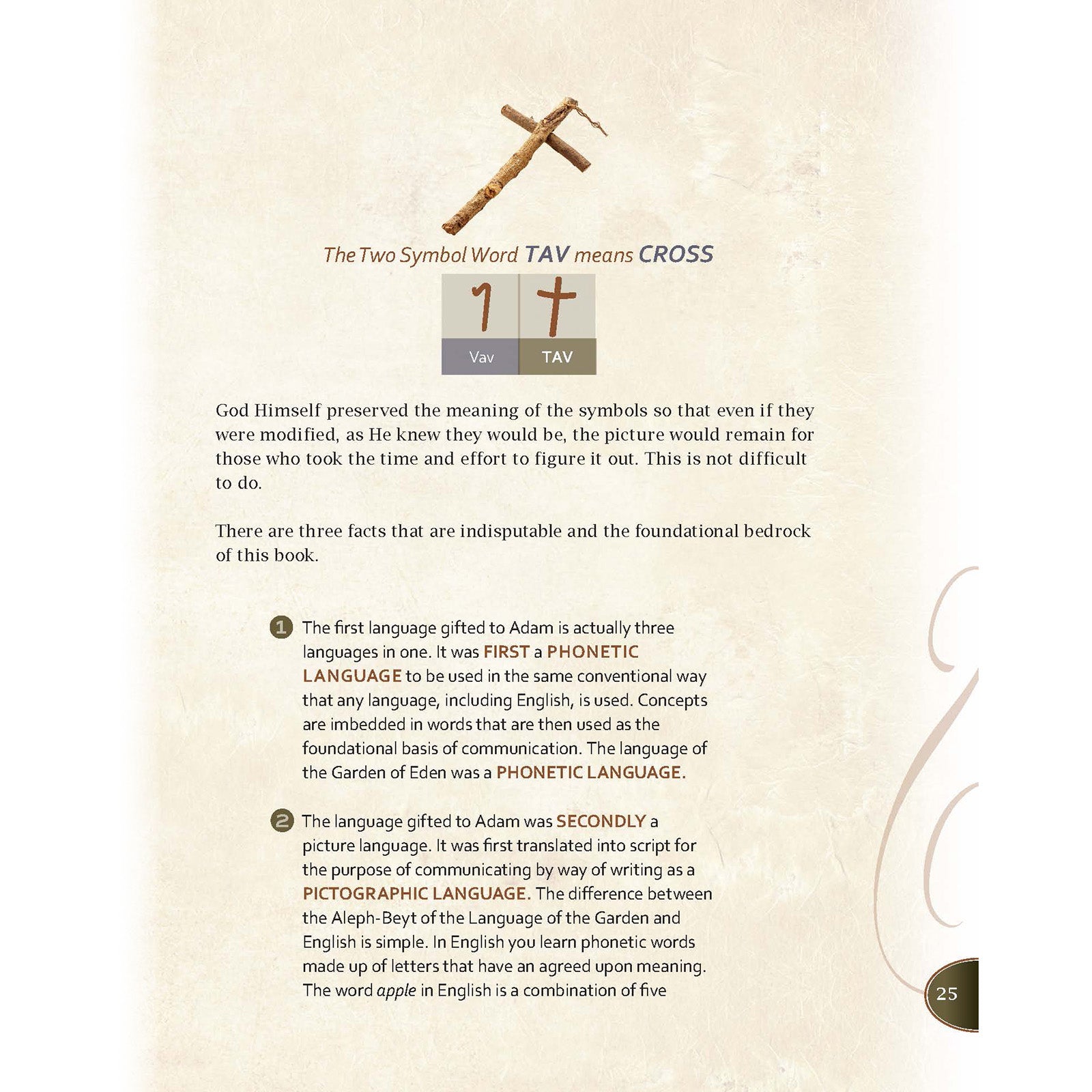 Page from Ancient Hebrew with text and symbols of Tav meaning Cross