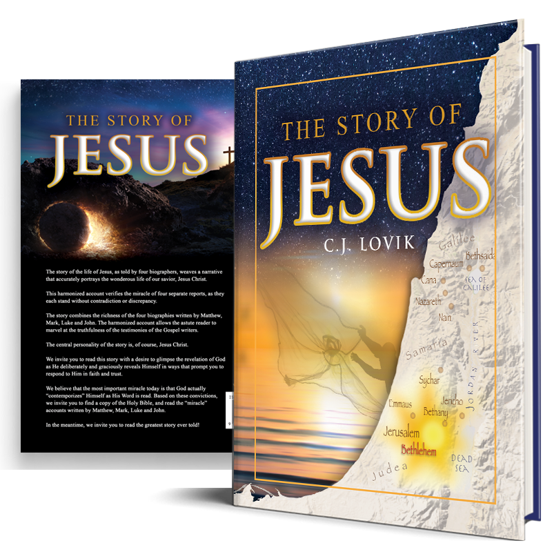 A book titled 'The Story of Jesus' by C.J.