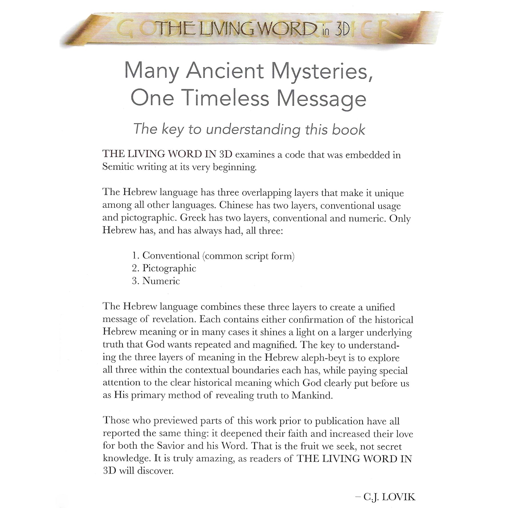 The Living Word Volume 1 Inside Page 1